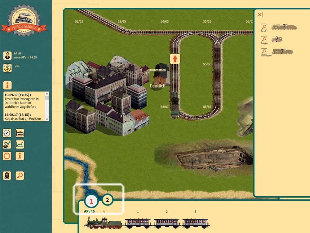 Zwischen den Zügen wechseln