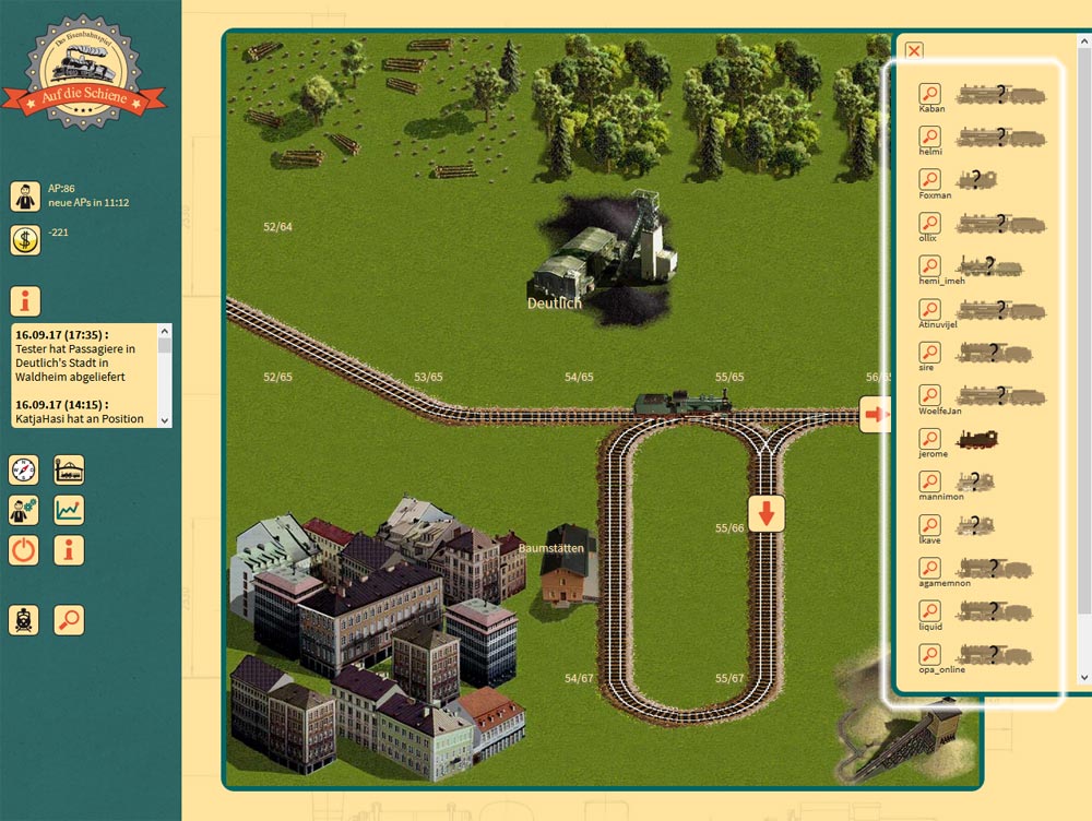 Zwischen den Zügen wechseln