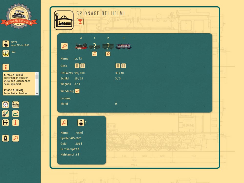 Den Eisenbahner, Loks und Wagons spionieren